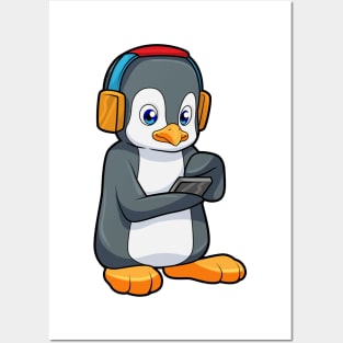 Penguin Music Headphone Posters and Art